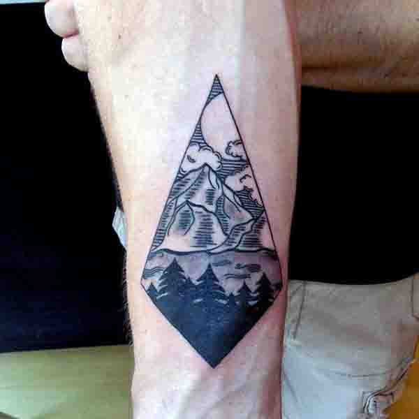 Small Simple Forest Moon Mens Tattoo