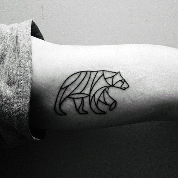 Small Simple Geometric Bear Outline Mens Arm Tattoo