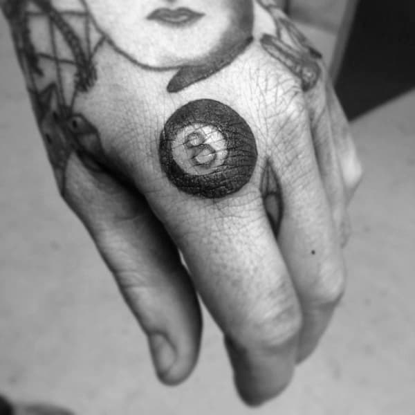 Small Simple Guys 8 Ball Knuckle Tattoos