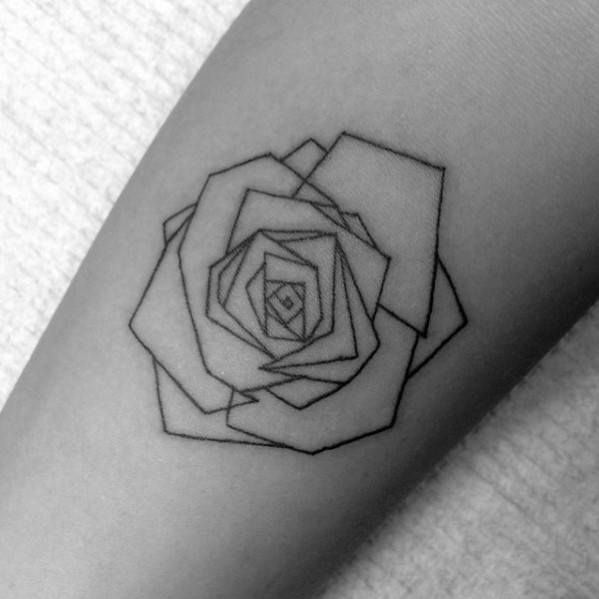 Small Simple Guys Geometric Rose Forearm Tattoo Ideas
