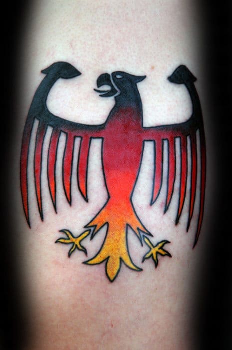 Small Simple Guys German Eagle Shaded Tattoo On Forearm