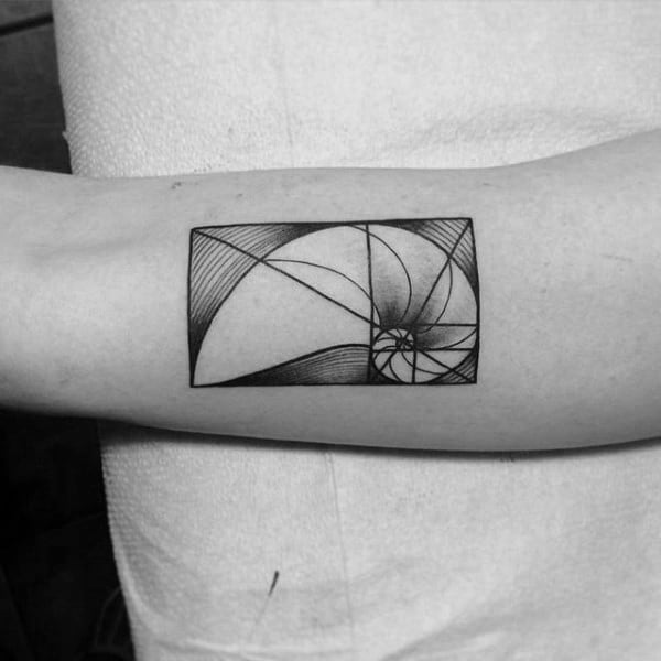 Small Simple Guys Inner Forearm Tattoo Of Fibonacci Spiral