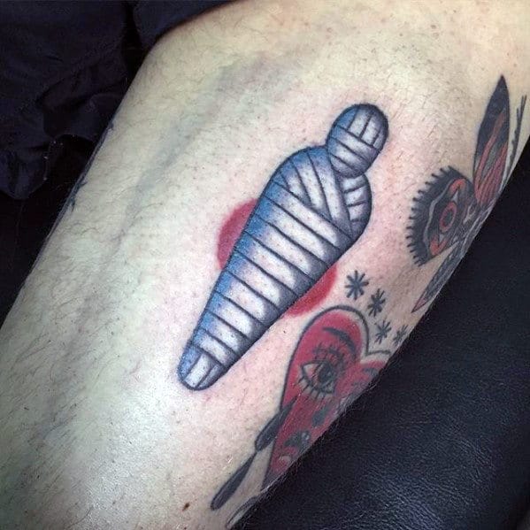 Small Simple Guys Mummy Leg Tattoo Designs