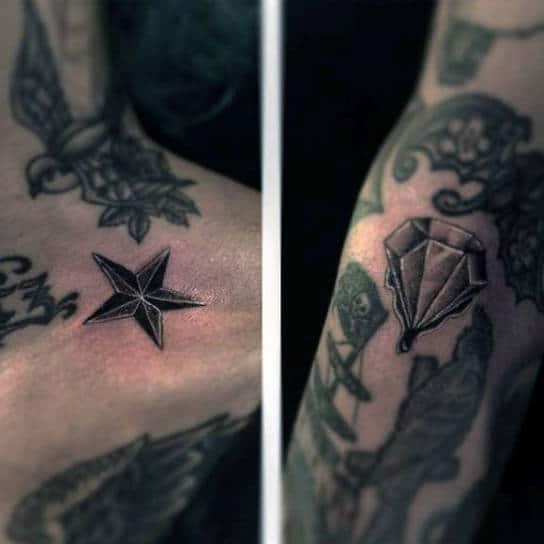 Small Simple Guys Nautical Star Collar Bone Tattoo Ideas