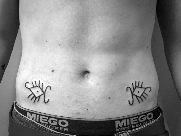 Small Simple Guys Scorpion Tribal Hip Tattoos