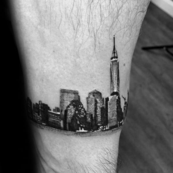 Small Simple Guys Skyline Armband Tattoo Ideas
