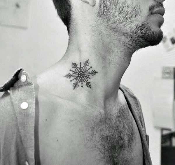 Small Simple Guys Snowflake Neck Tattoos