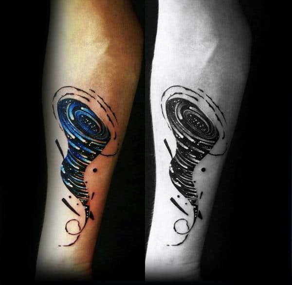 Small Simple Guys Tornado Inner Forearm Tattoo Ideas
