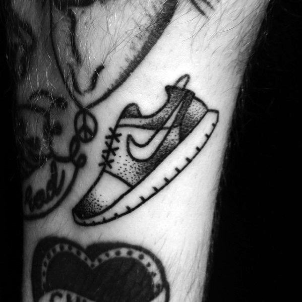 Small Simple Guys Traditional Old School Sneaker Nike Tattoo Ideas