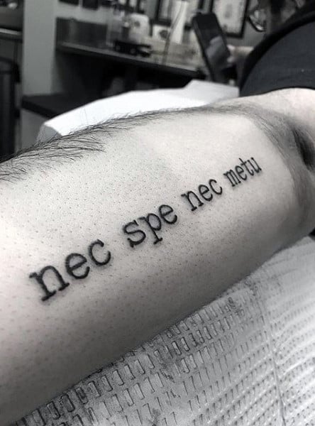 Small Simple Guys Typewriter Font Tattoo Ideas