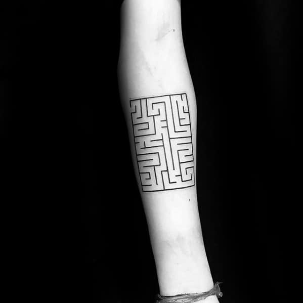 Small Simple Inner Forearm Maze Tattoo Ideas On Guys