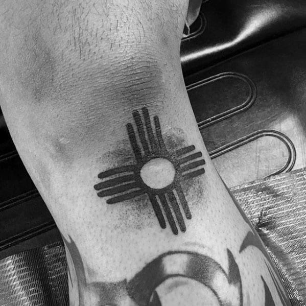 Small Simple Leg Gentleman With Zia Tattoo