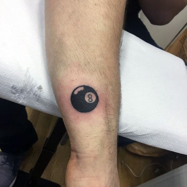 Small Simple Mens 8 Ball Arm Tattoo
