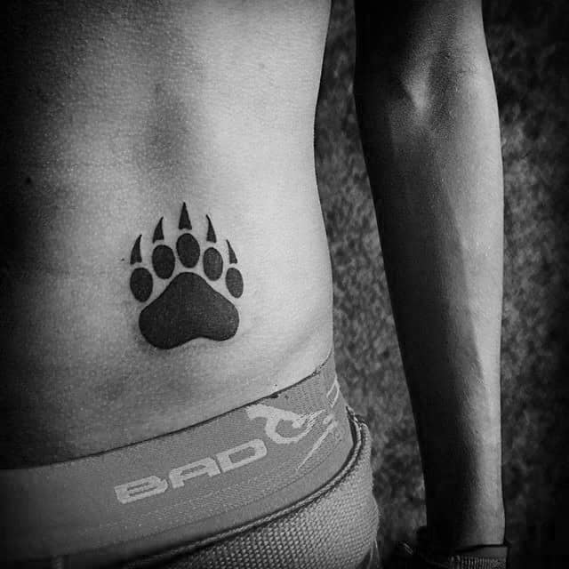 Small Simple Mens Bear Claw Lower Stomach Hip Tattoo