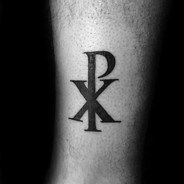 Small Simple Mens Chi Rho Arm Tattoos