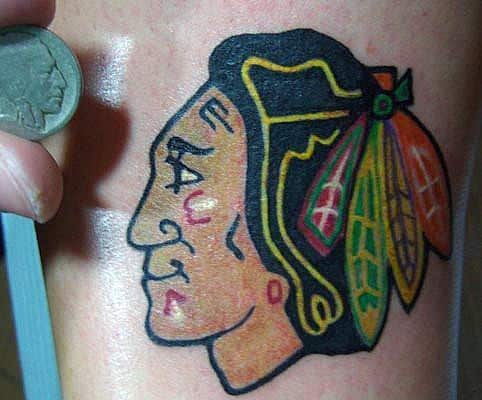 Small Simple Mens Chicago Blackhawks Tattoos