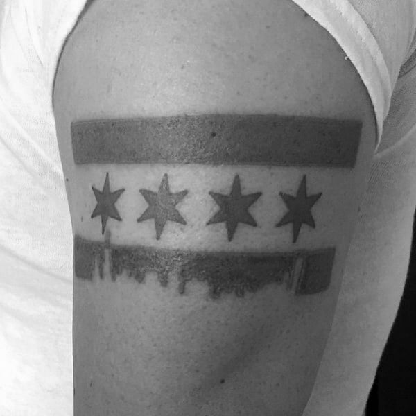 Small Simple Mens Chicago Negative Space Skyline Tattoo Designs