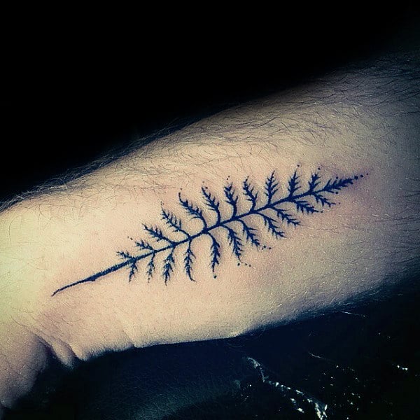 Small Simple Mens Fern Black Ink Tattoos