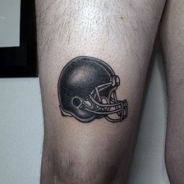 Small Simple Mens Football Helmet Tattoo Design On Thigh