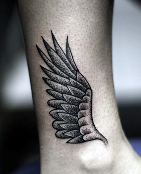 Small Simple Mens Hermes Wing Tattoo Above Ankle