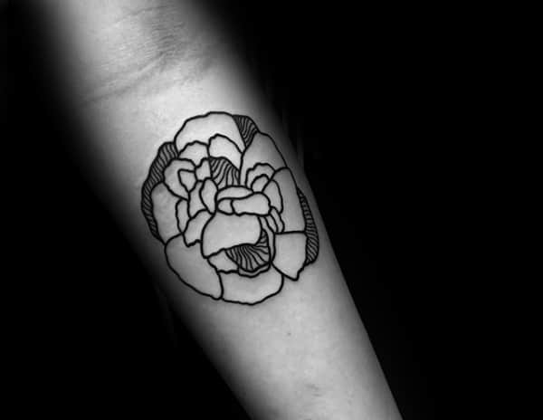 Small Simple Mens Inner Forearm Unique Peony Flower Tattoos