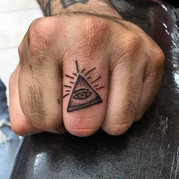 Small Simple Mens Pyramid Finger Tattoos