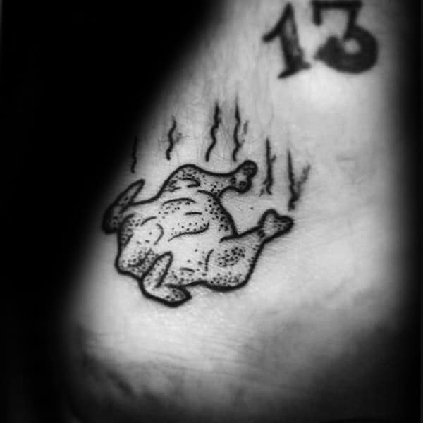 Small Simple Mens Roasted Turkey Tattoo