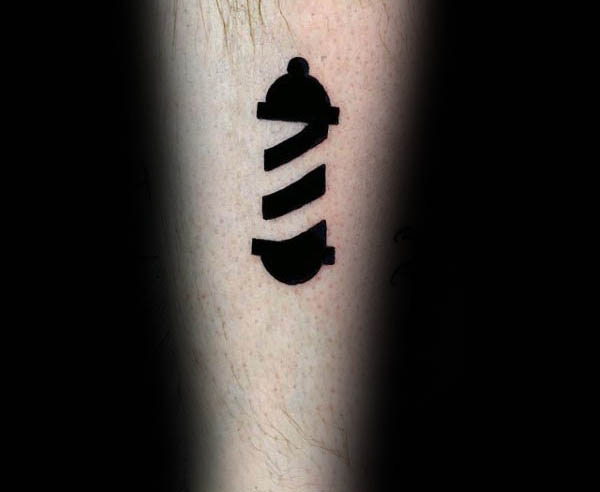 Small Simple Mens Silhouette Barbershop Pole Tattoos