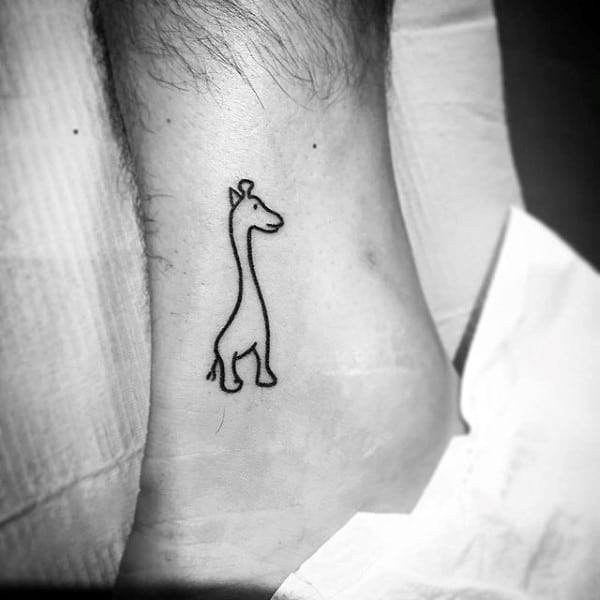 Small Simple Mens Tiny Giraffe Tattoo On Foot