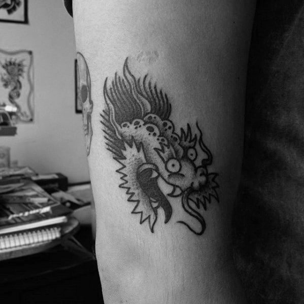 Small Simple Mens Traditional Dragon Arm Tattoos