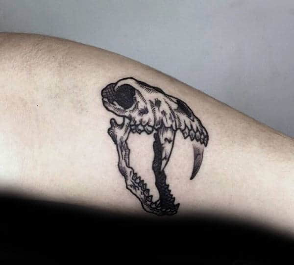 Small Simple Mens Wolf Skull Tattoo
