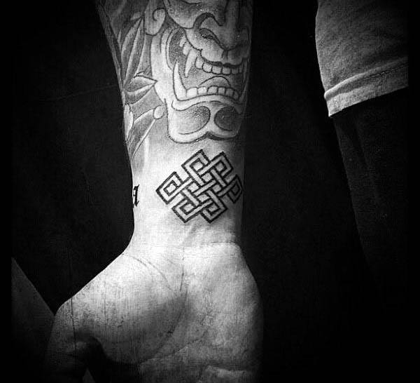 Small Simple Mens Wrist Endless Knot Tattoo