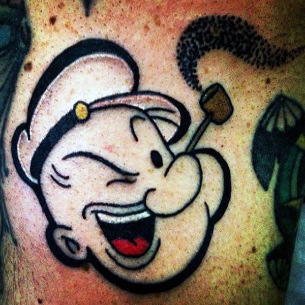 Small Simple Popeye With Pipe Mens Arm Tattoo Ideas