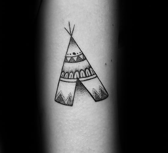 Small Simple Shaded Teepee Male Tattoos On Forearm