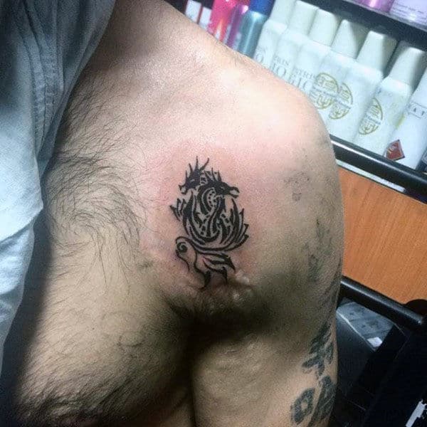 Small Simple Shoulder Tribal Dragon Guys Tattoos