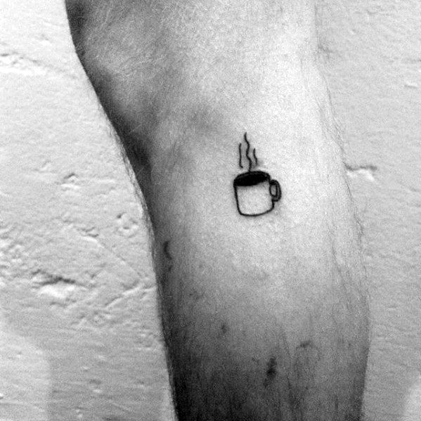 Small Simple Side Of Leg Coffee Male Tattoos