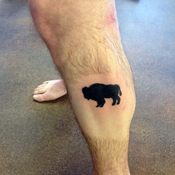Small Simple Solid Black Ink Buffalo Bison Tattoos For Men