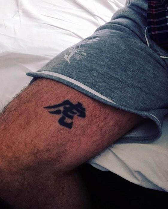 Small Simple Thigh Chinese Symbol Tattoo Ideas On Guys