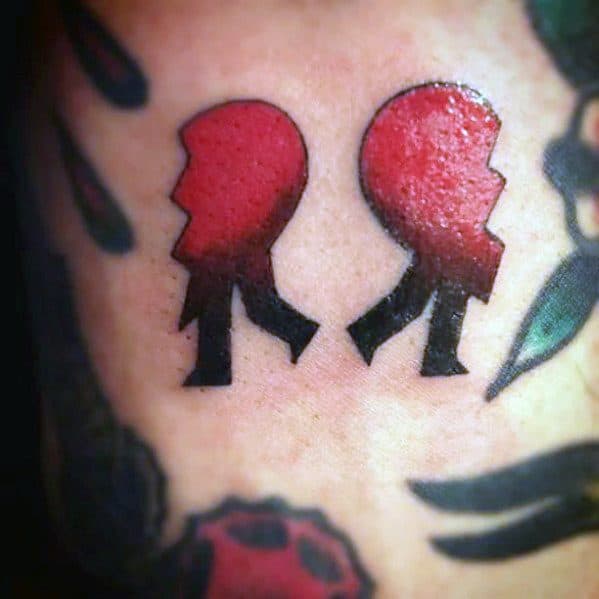 Small Simple Two Halves Male Broken Heart Tattoo Ideas