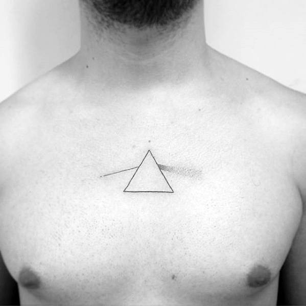 Small Simple Upper Chest Pink Floyd Tattoo On Men
