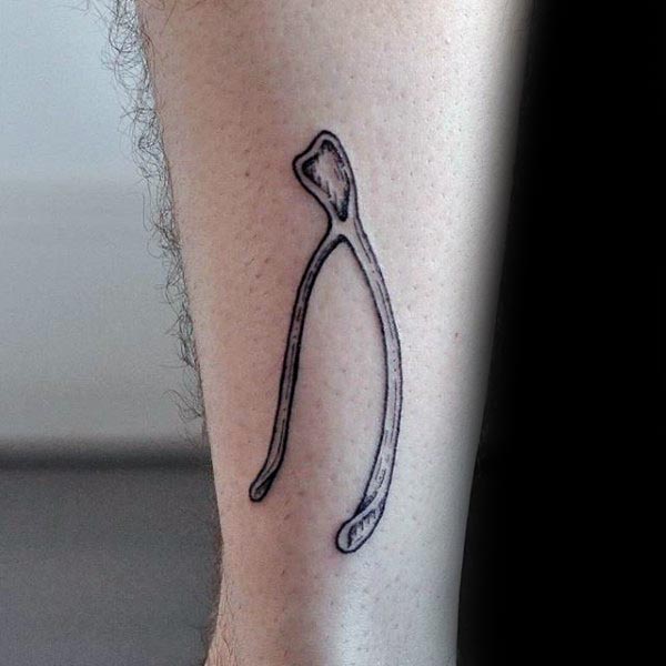 Small Simple Wishbone Mens Arm Tattoo
