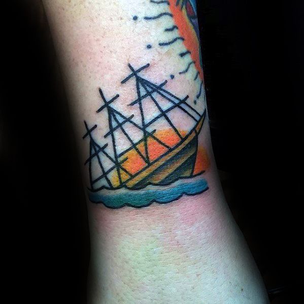 Small Simple Wrist Guys Sinking Ship Tattoos
