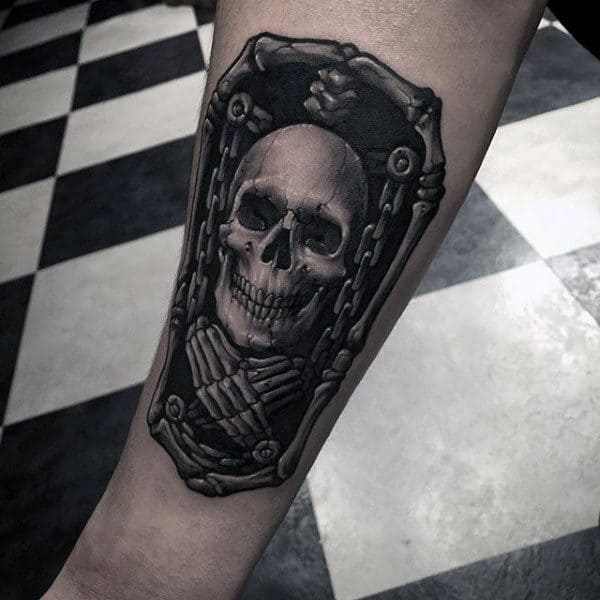Small Skeleton Tattoo Skull Ideas For Males