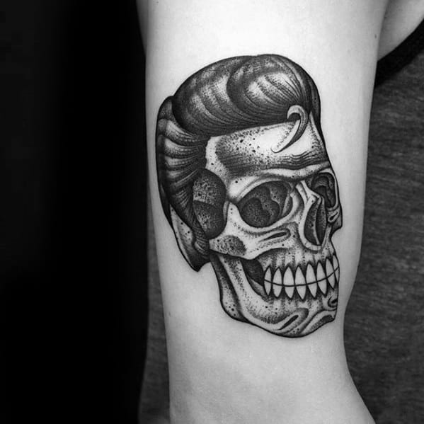 Small Skull Elvis Presley Tattoos For Gentlemen