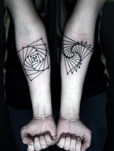 Small Spiral Line Tattoos For Men On Forearms