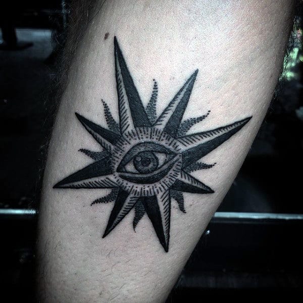 Small Sun Tattoo For Guys On Leg Calf