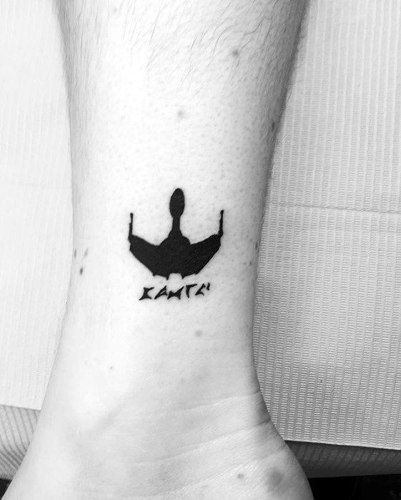 Small Tiny Lower Leg Spaceship Star Trek Tattoos Male