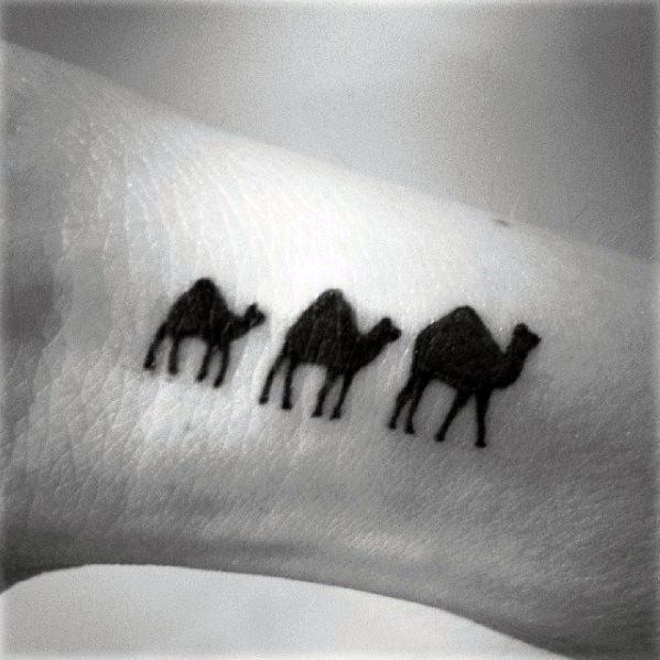 Small Tiny Mens Camel Tattoo On Wrist