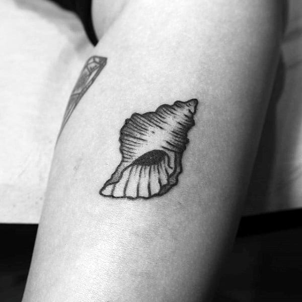 Small Tiny Seashell Simple Tattoo For Men On Arm