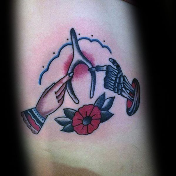 Small Traditional Arm Incredible Wishbone Tattoos For Men